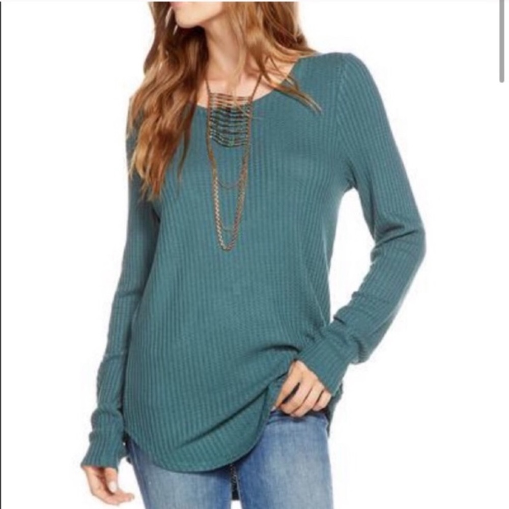 Chaser Thermal Knit Waffle Sweater Teal Small